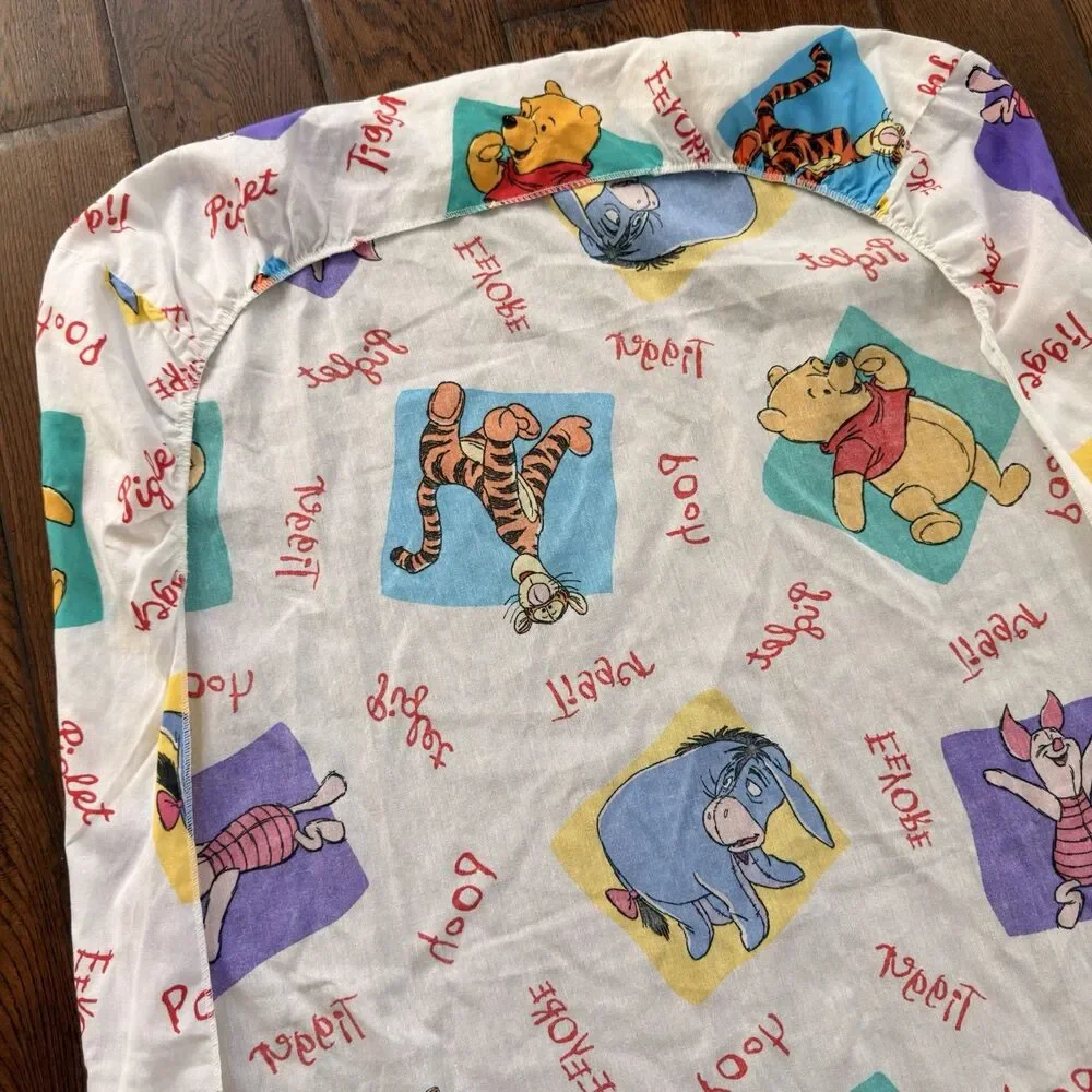 Disney Winnie the Pooh 1996 Crib Sheet 1 Fitted End 1 Flat Tigger Eeyore VTG